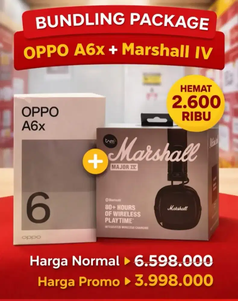 Oppo A6x free Marshall seharga 2,5jt
