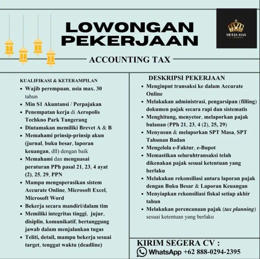 Loker sebagai Accounting Tax