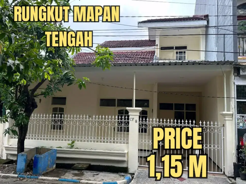 ‼️SIAP HUNI‼️ RUMAH RUNGKUT MAPAN TENGAH MURAH BAGUS TERAWAT. SURABAYA TIMUR DEKAT MERR, UPN, SUPERINDO, GEREJA, MASJID, BANK, Dsb