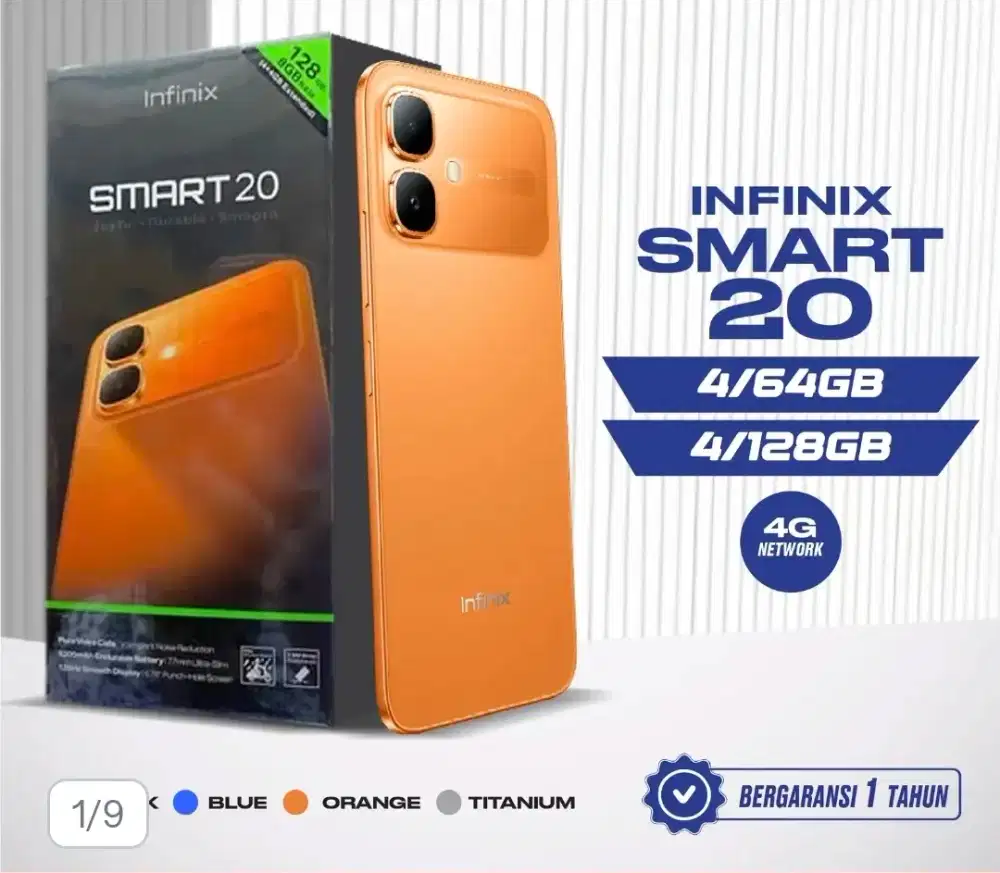 INFINIX SMART 20 RAM 4+4/128GB SEGEL BOX GARANSI RESMI 1 TAHUN