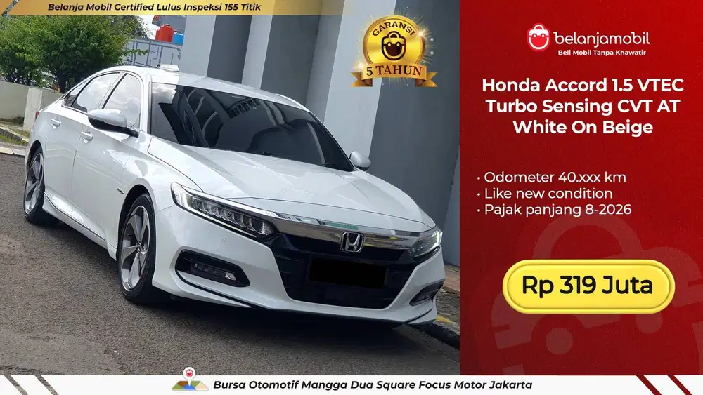 [ GARANSI 5TH ] Honda Accord 1.5 VTEC Turbo Sensing CVT AT 2019/2020
