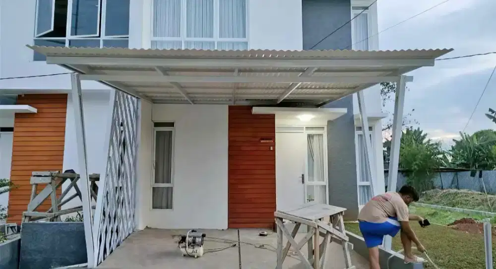 Pasang kanopi atap alderon tiang V