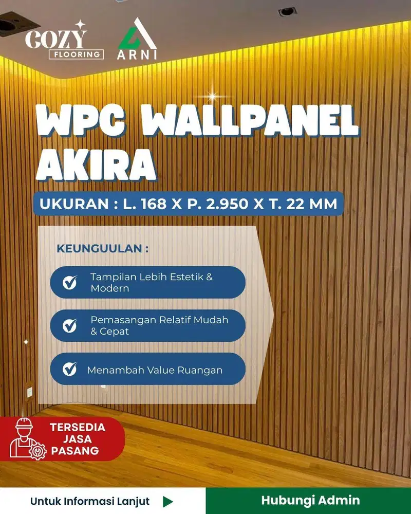 WPC Wallpanel Akira panjang 2,9m per batang | wood panel dinding anti