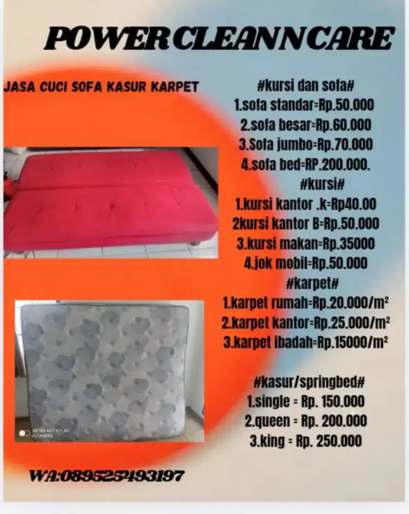 Cuci sofa kasur springbed jokmobil dan karpet