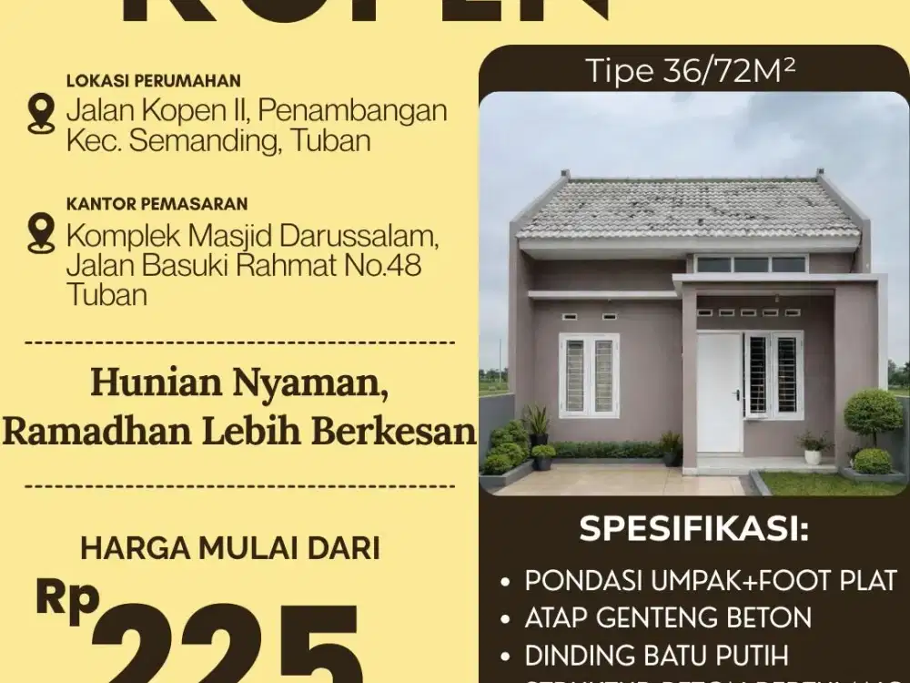 Hunian Cantik di Mutiara Kopen, Cocok untuk Keluarga Muda