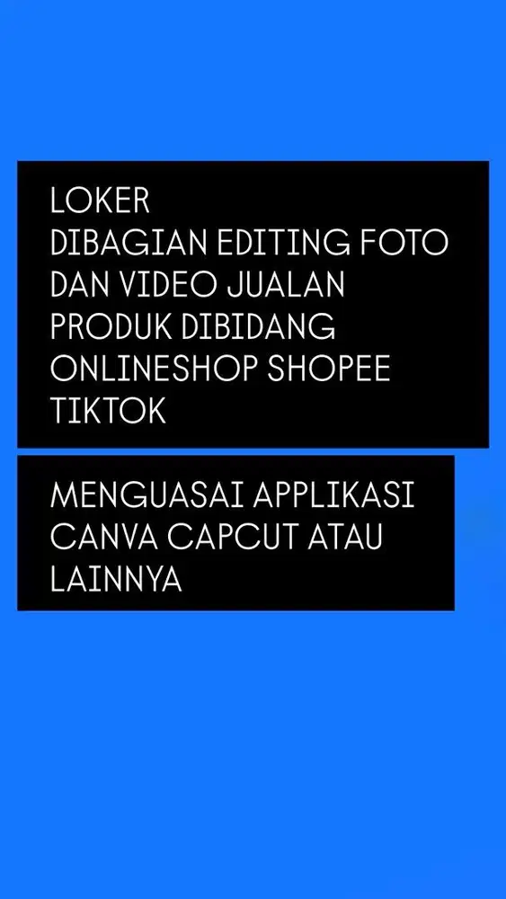 LOKER BAGIAN EDITOR DIBIDANG ONLINE SHOP