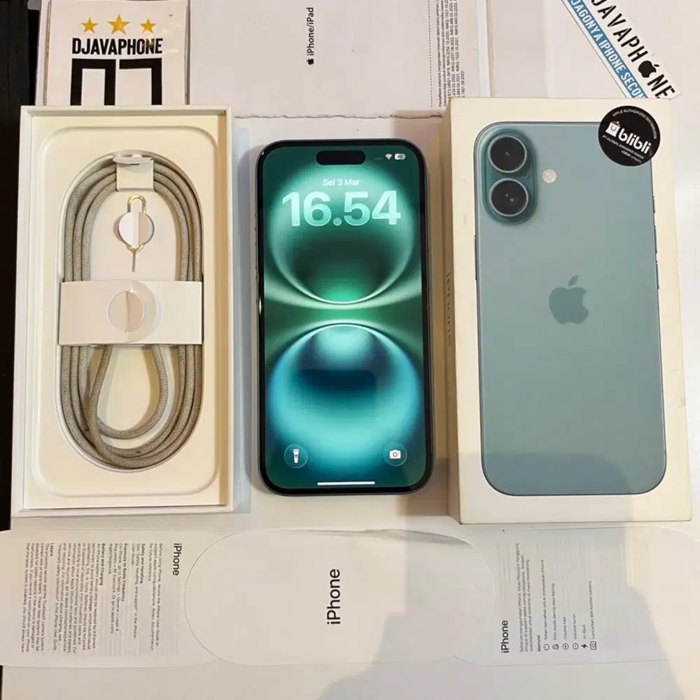 iPhone 16 Teal 128GB BH 95% Garansi Resmi iBox 12 April 2026