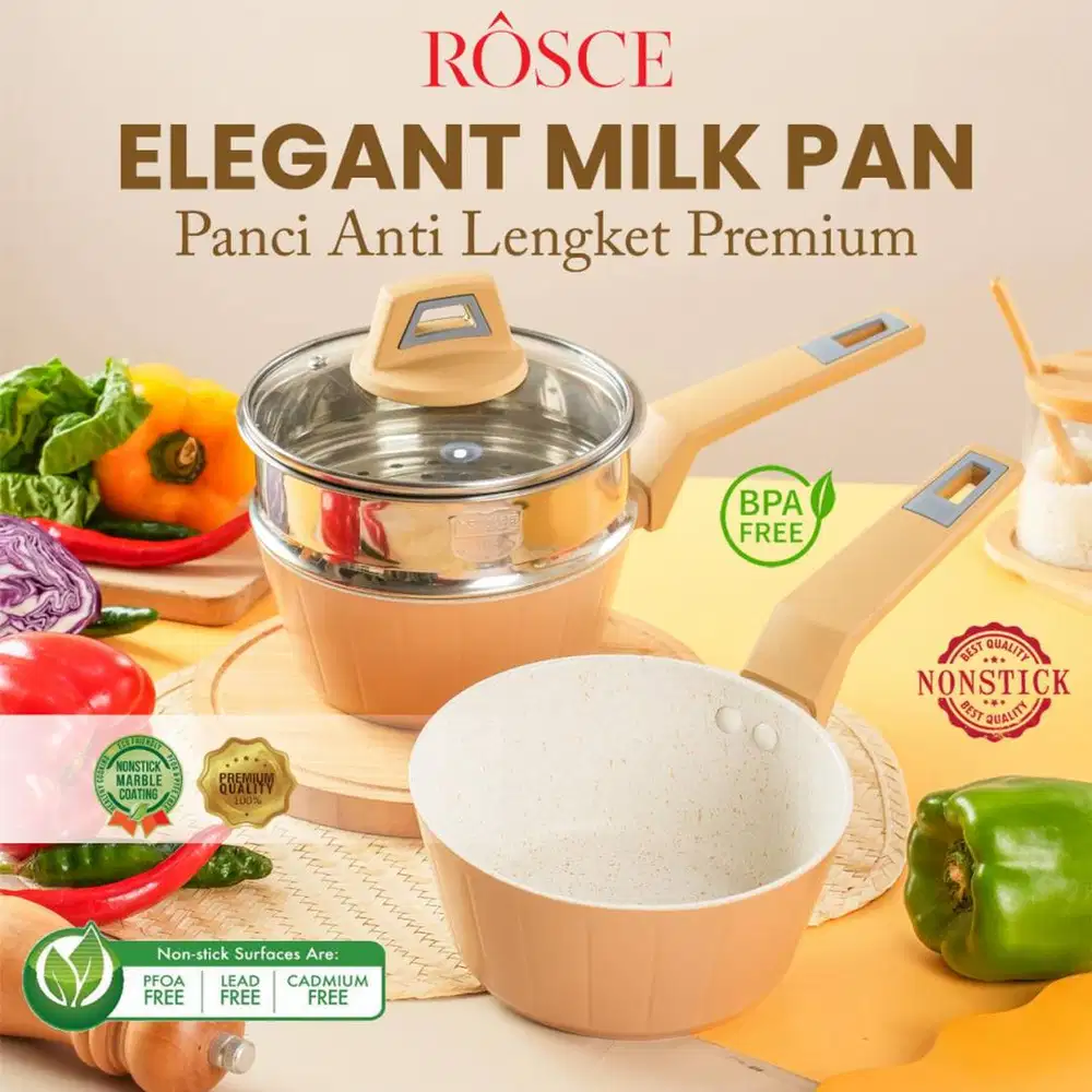 ROSCE PANCI SUSU MILK PAN Elegant sauce pan white marble anti lengket