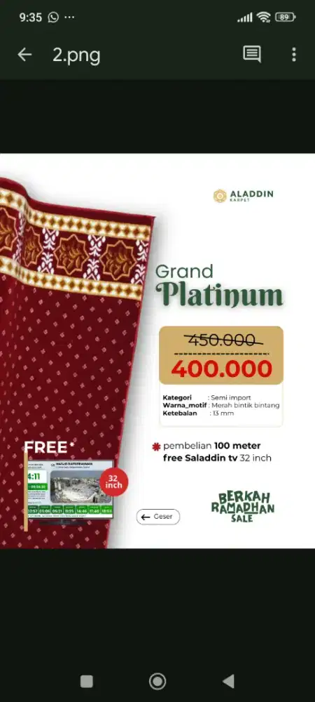 Type karpet masjid grand platinum