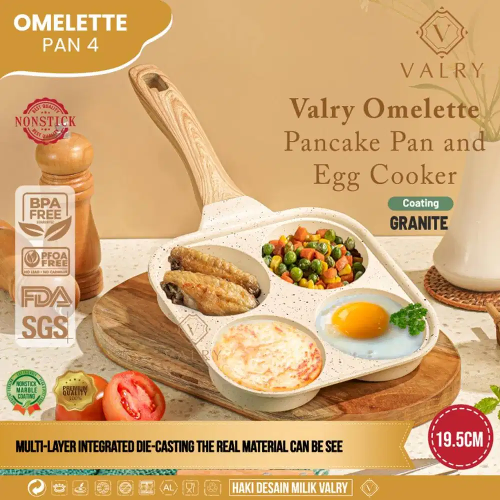 Valry Panci Omelette 4 granit anti lengket Wajan telur pancake