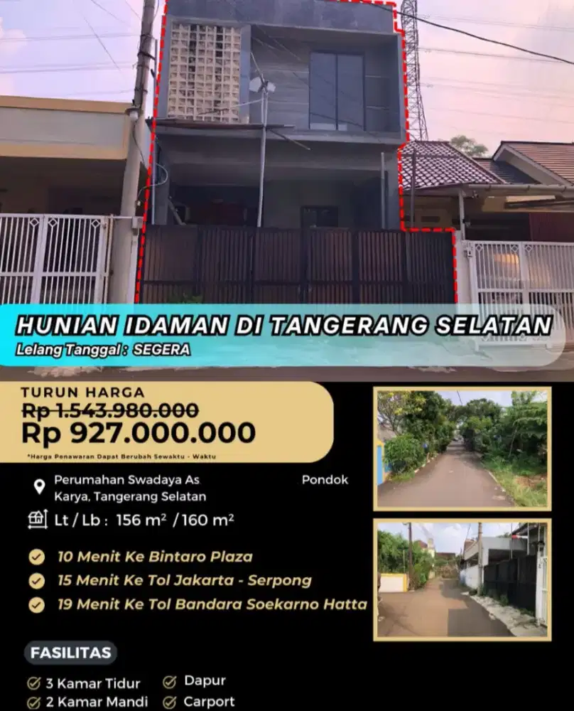 Dijual Rumah 2 Lantai Perumahan Swadaya Asri