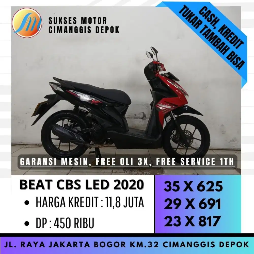 HONDA BEAT CBS LED 2020 PROMO SUKSES MTR DP 400 FREE SERVICE 1TH