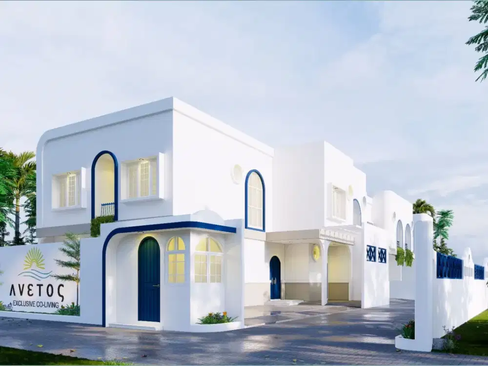 RUMAH KOS SLEMAN DESAIN SANTORINI AKSES LEBAR BELAKANG KAMPUS UII