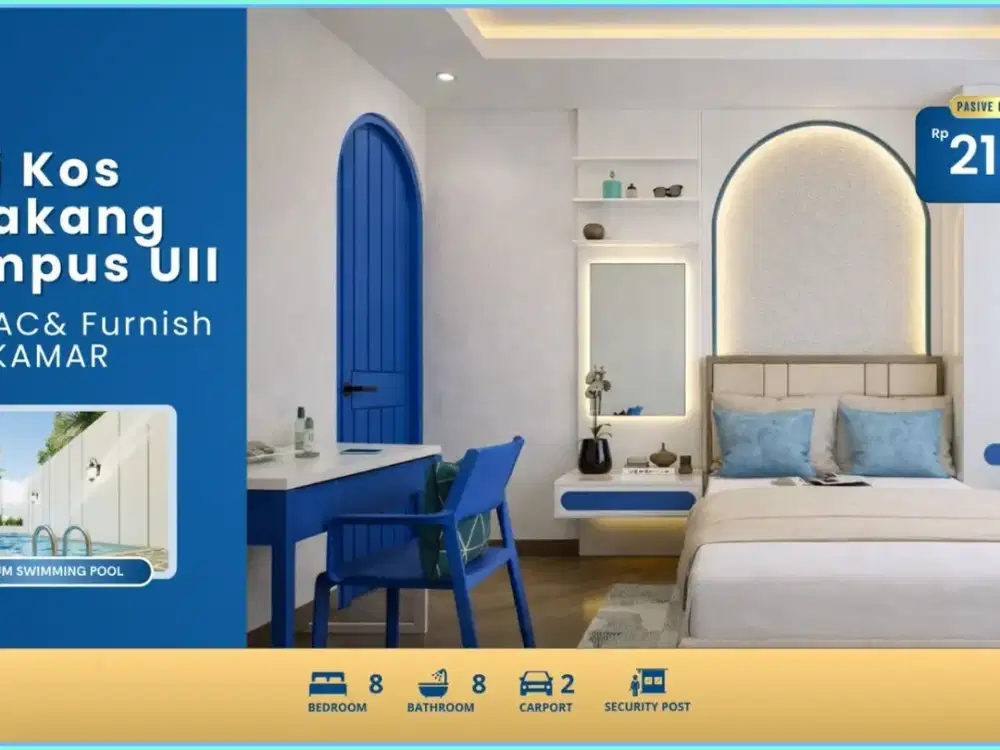 KOS SHM JOGJA 2 LANTAI DESAIN SANTORINI FULL FURNISH DEKAT UII