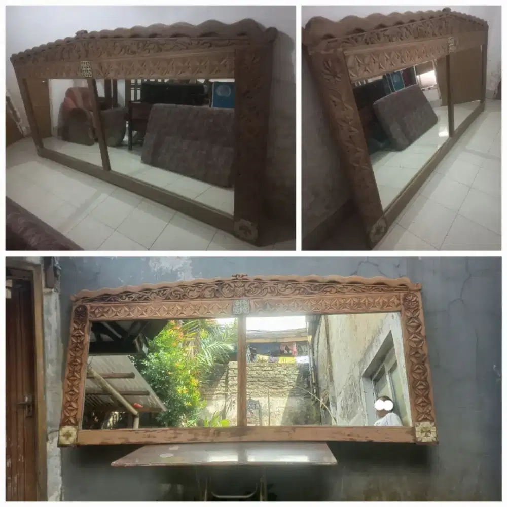 Cermin pajang Ukir Jati Antik