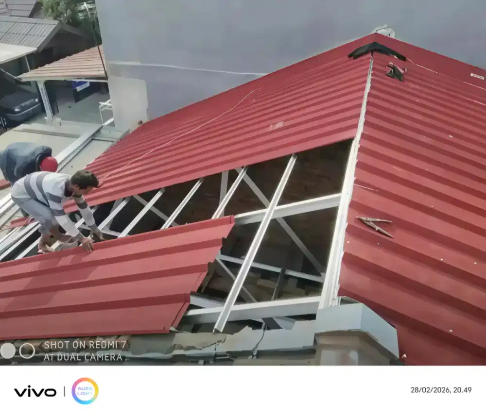 Jasa pasang rangka baja ringan atap spandek pasir