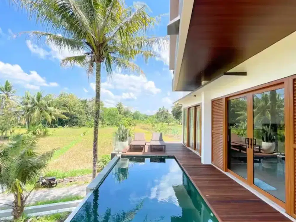 Villa Siap Huni Private Pool di Pandowoharjo Dekat Obelix Village – View Merapi & Sawah