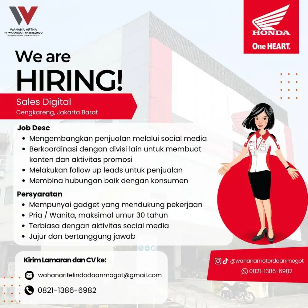Lowongan Kerja Digital Marketing (Dealer Resmi Sepeda Motor Honda)