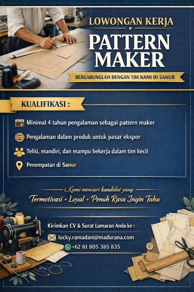 Dibutuhkan segera Pattern Maker