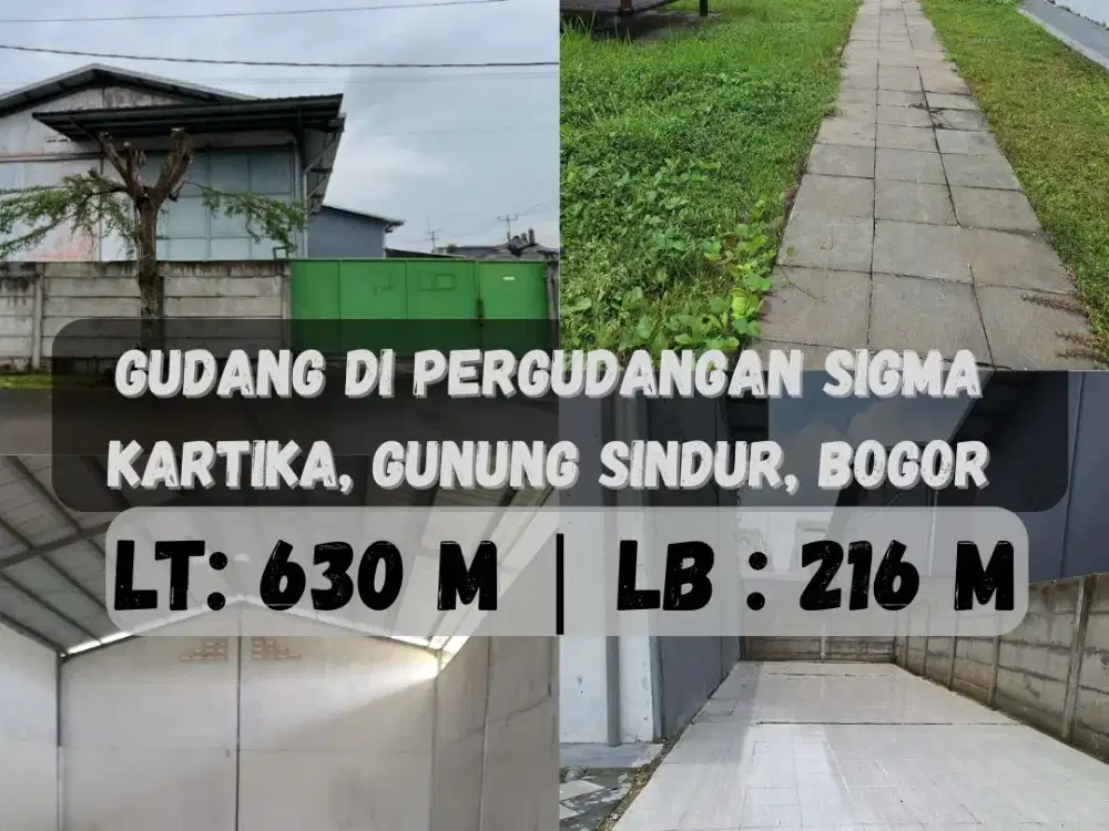 Disewakan gudang hook Pergudangan Sigma Kartika Gunung Sindur.