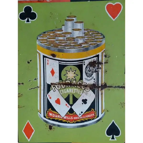 Original Antik iklan enamel tebal  FOURACES CIGARETTES W.D. LONDON