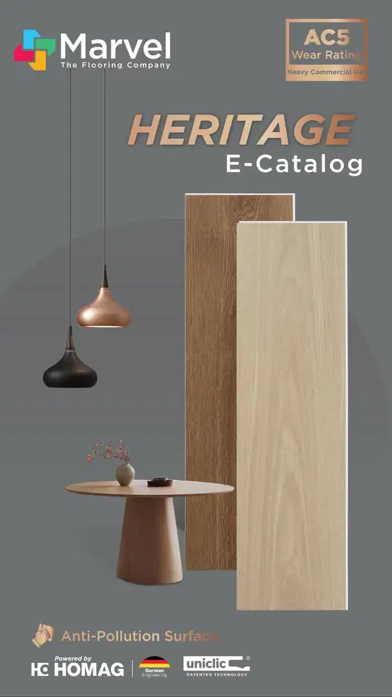 Lantai SPC 6,5mm Marvel Heritage Klik Sistem Harga Per 1 box