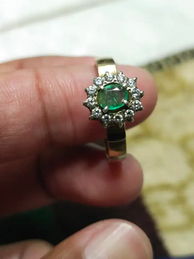 cincin wanita Zamrud ring perak