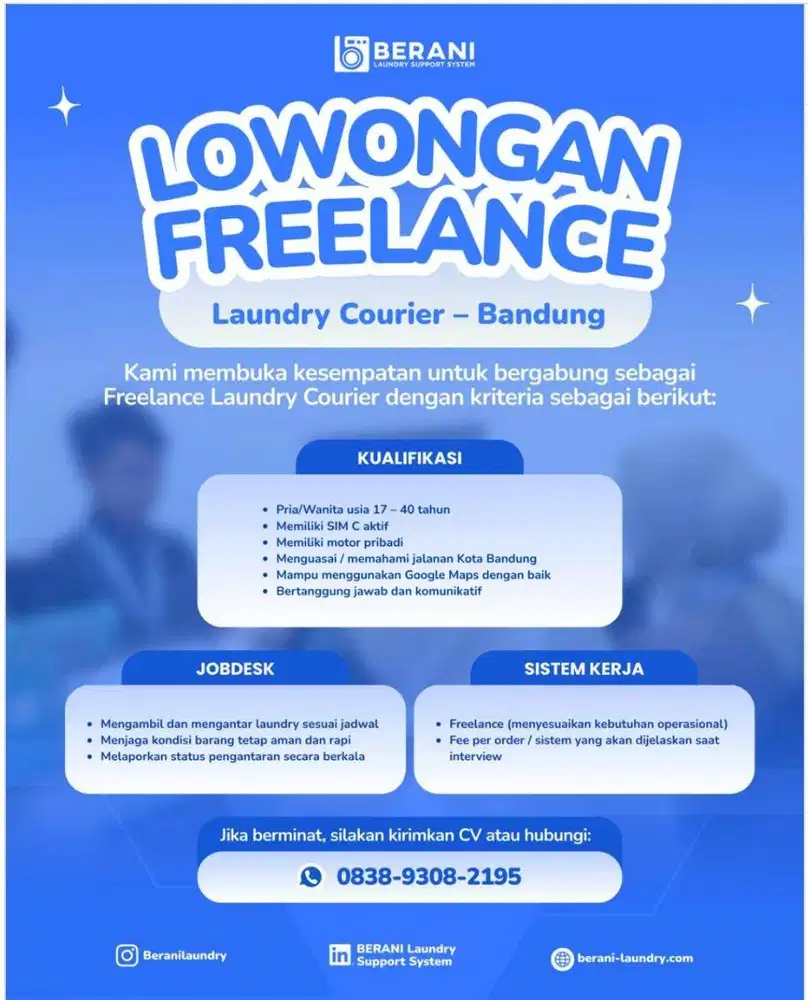 LOWONGAN KERJA KURIR LAUNDRY BANDUNG