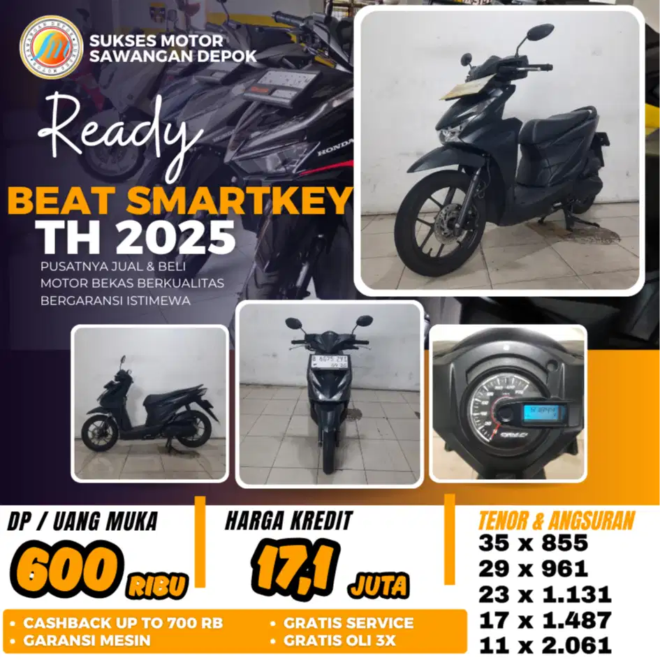 BEAT DELUXE SMARTKEY 2025 HITAM KEYLES BISA KREDIT DI SUKSES MOTOR SWG