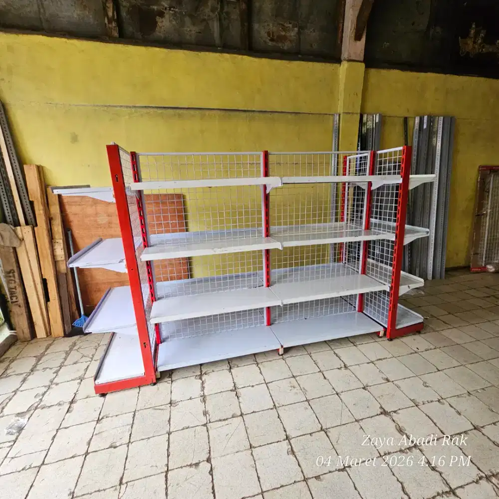 Rak Bekas Rak Gondola Minimarket Double 2 sambung + Rak End 2