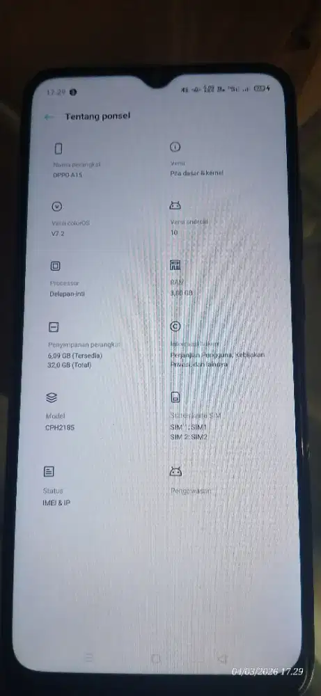 Jual hp oppo a15 kondisi baik