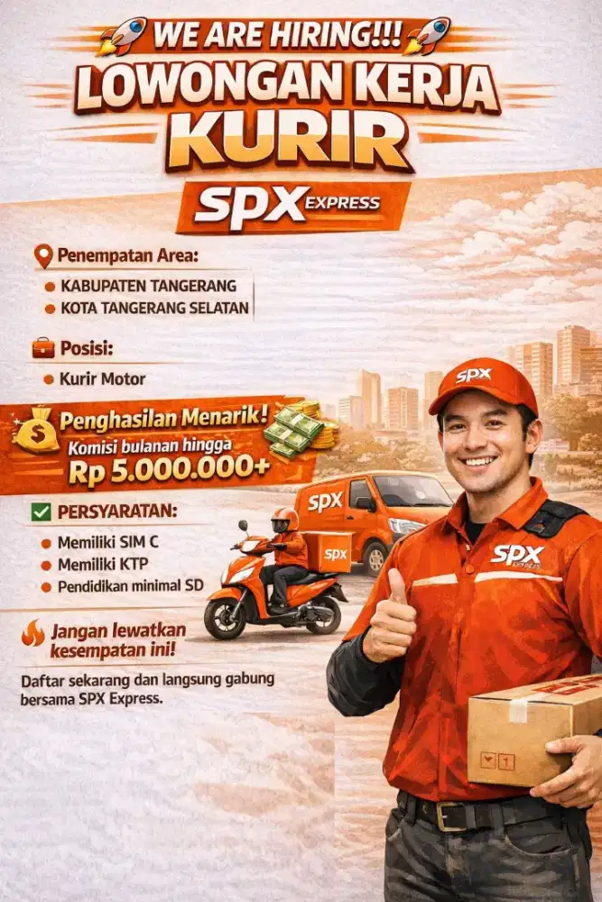 DIBUTUHKAN SEGERA KURIR MOTOR SPX AREA CURUG TANGERANG