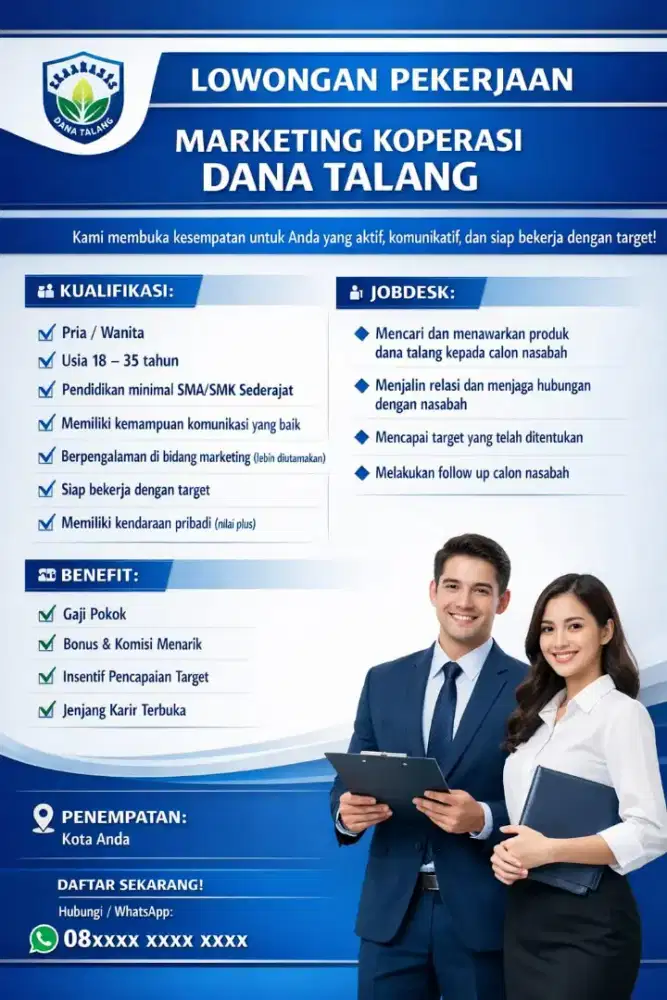 Di cari Admin, marketing dan collection