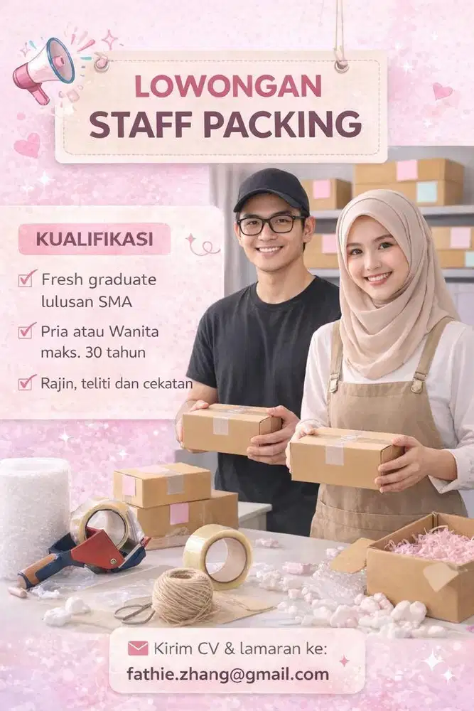 Di Cari Pekerja Staff Packing Lokasi Tangerang