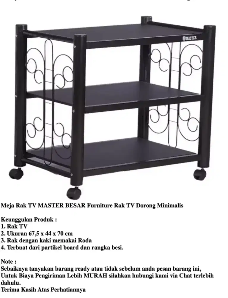 Dijual rak TV 3 susun model minimalis.
Cocok untuk TV,