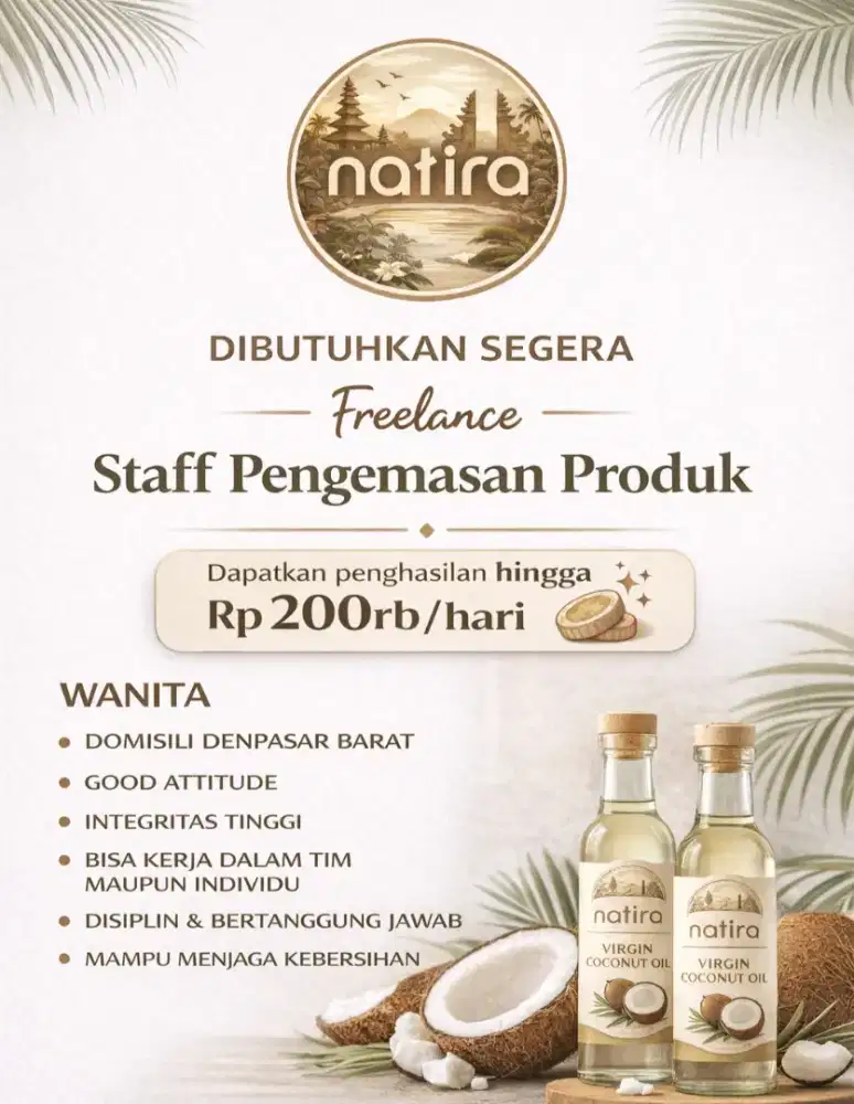 Dicari Freelance Staff Pengemasan Produk