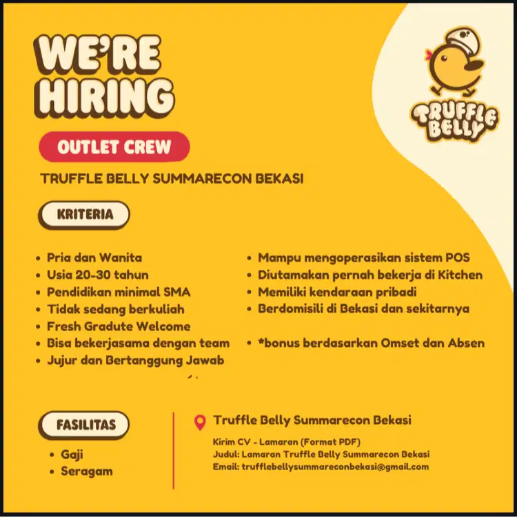 Lowongan Kerja Truffle Belly Summarecon Bekasi