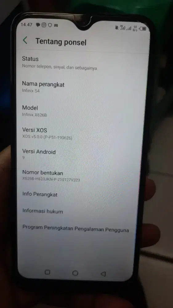 Infinix S4 6/64 batangan minus
