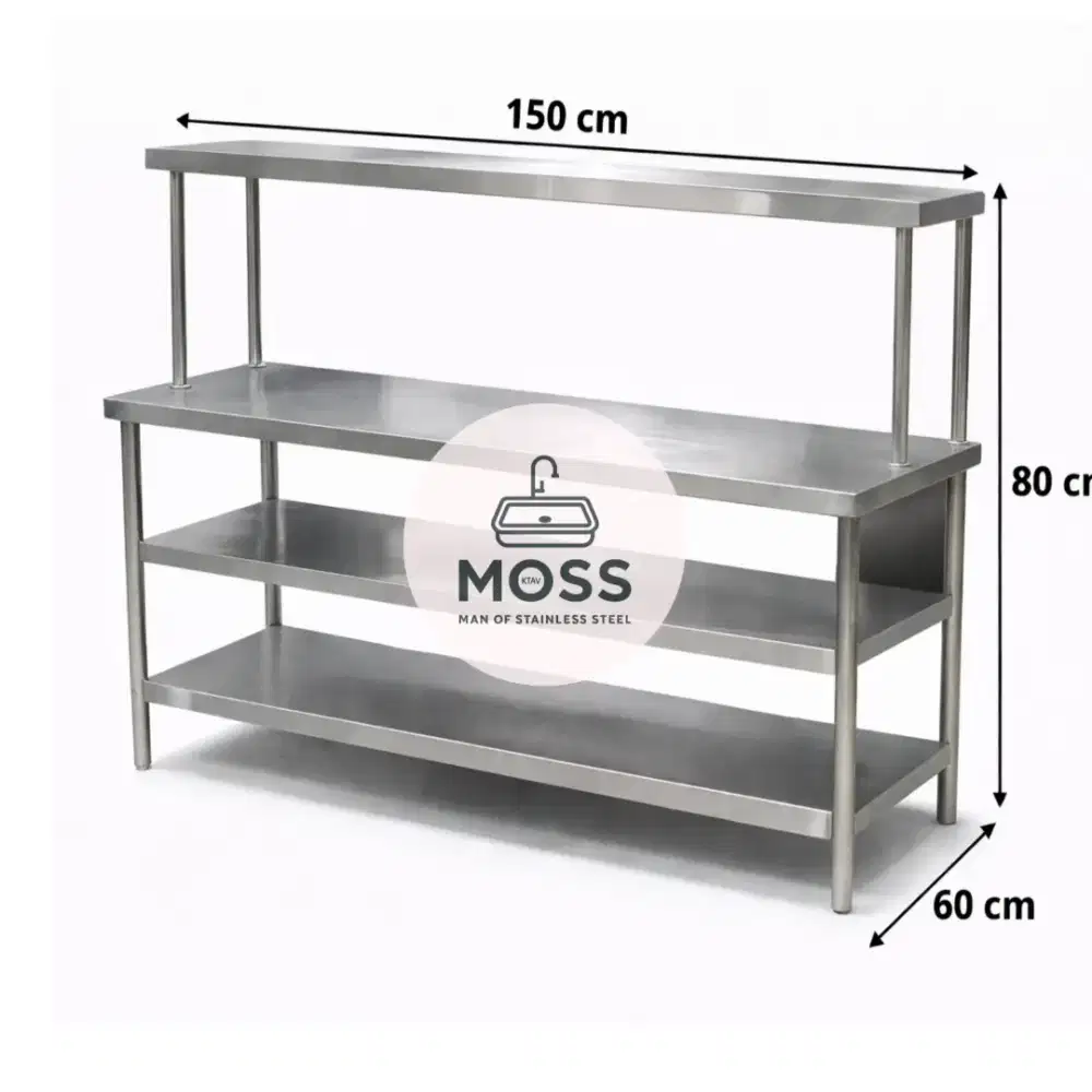 Meja Stainless 3 Susun Uppershelf | Meja Prepare Dapur