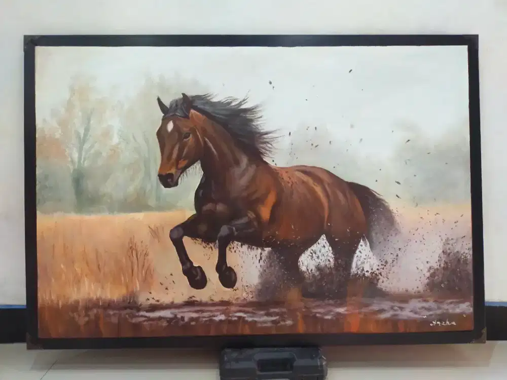 Lukisan kanvas kuda perkasa