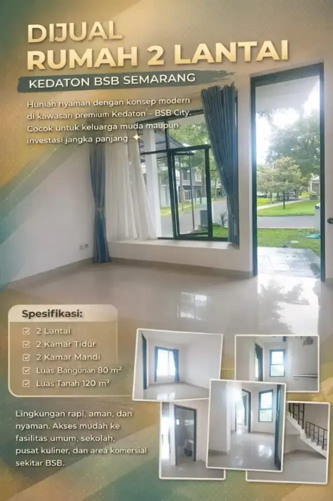 RUMAH DIJUAL KAWASAN BSB - KEDATON BSB SEMARANG 2 LANTAI TERAWAT