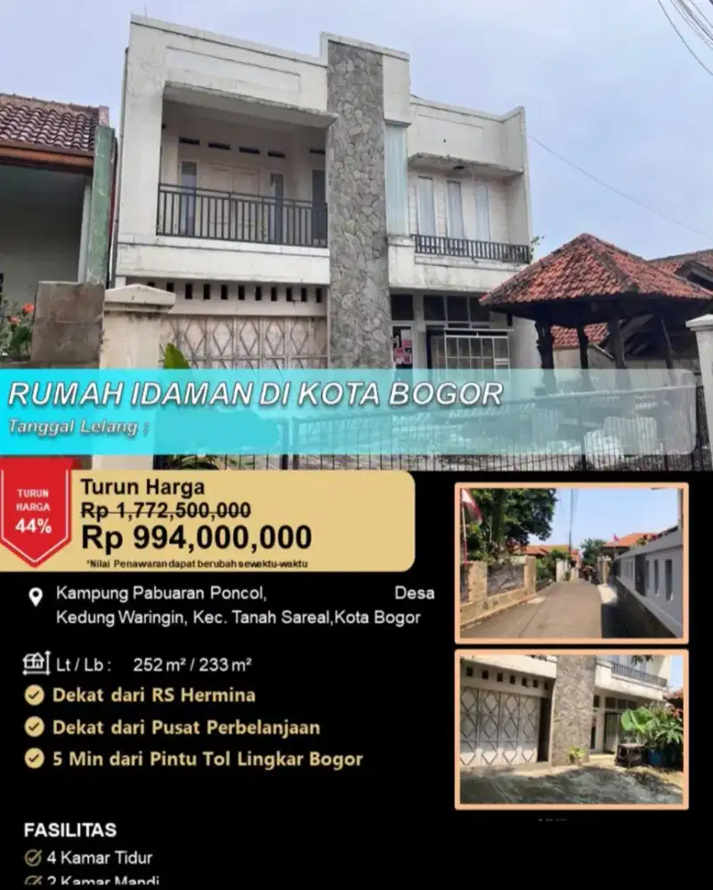 Dijual Rumah 2 Lantai Kampung Pabuaran Poncol Kedung Waringin Bogor
