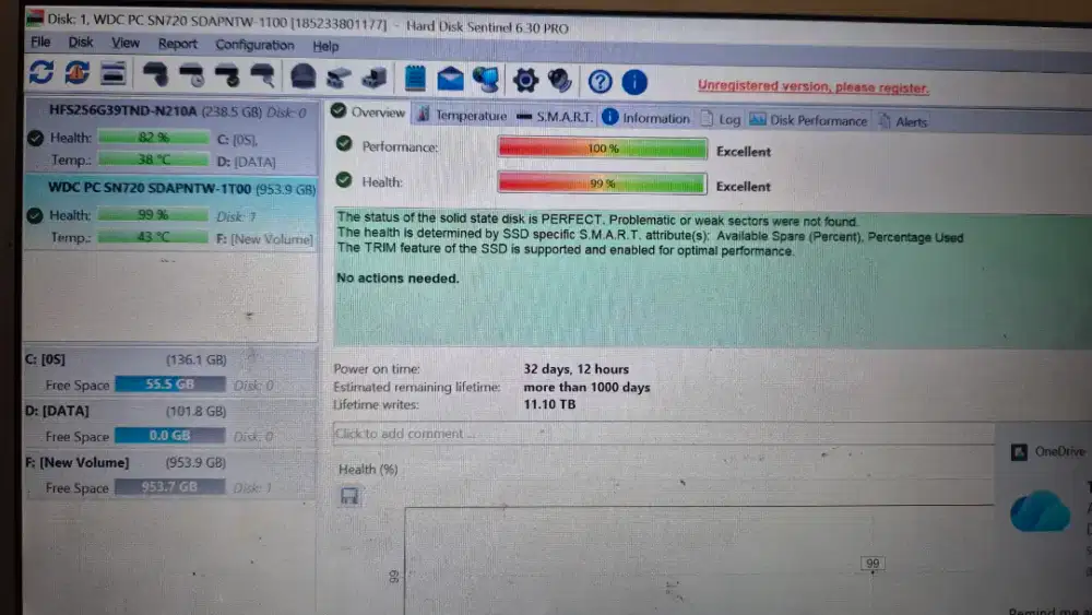 1TB M.2 2280S-3M SN720 NVME SSD SECON CABUTAN ORIGINAL