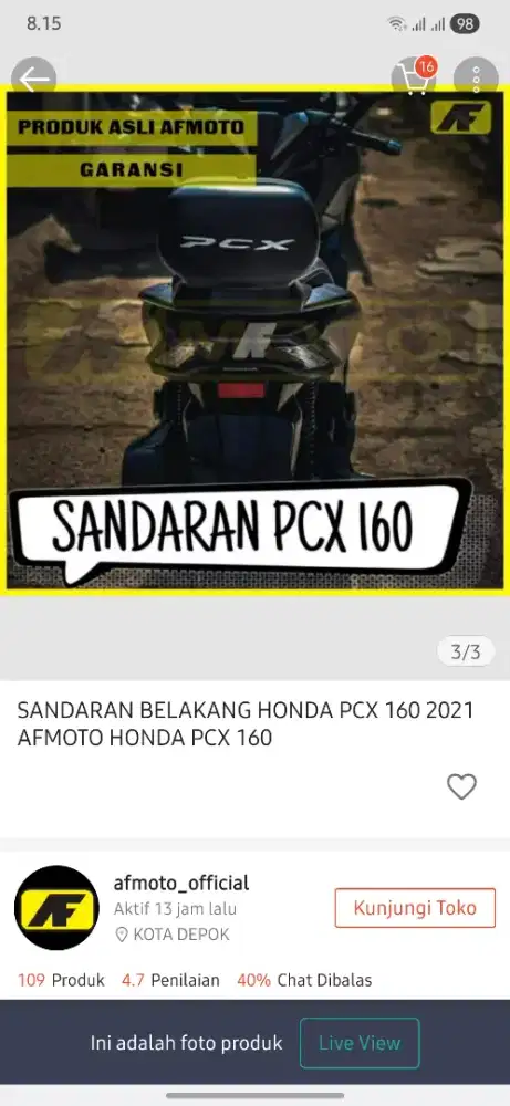 Jual sandaran belakang dan tempat minum untuk pcx 160