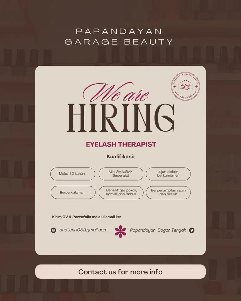 Lowongan Eyelash Therapist