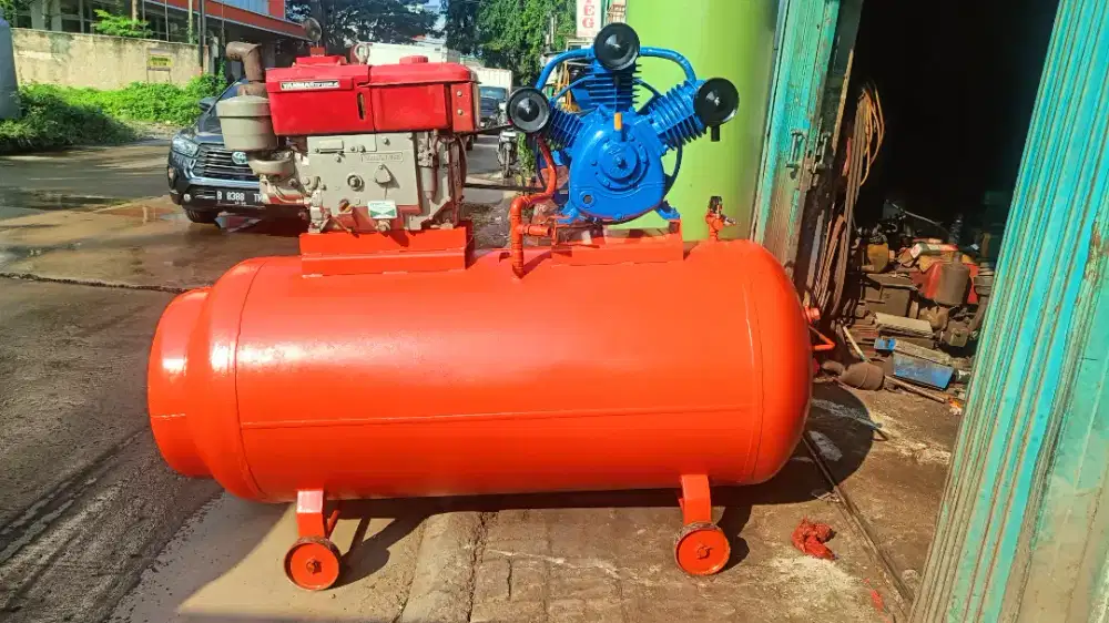 kompresor set tambal ban tronton truk fuso tabung 1000ltr disel yanmar