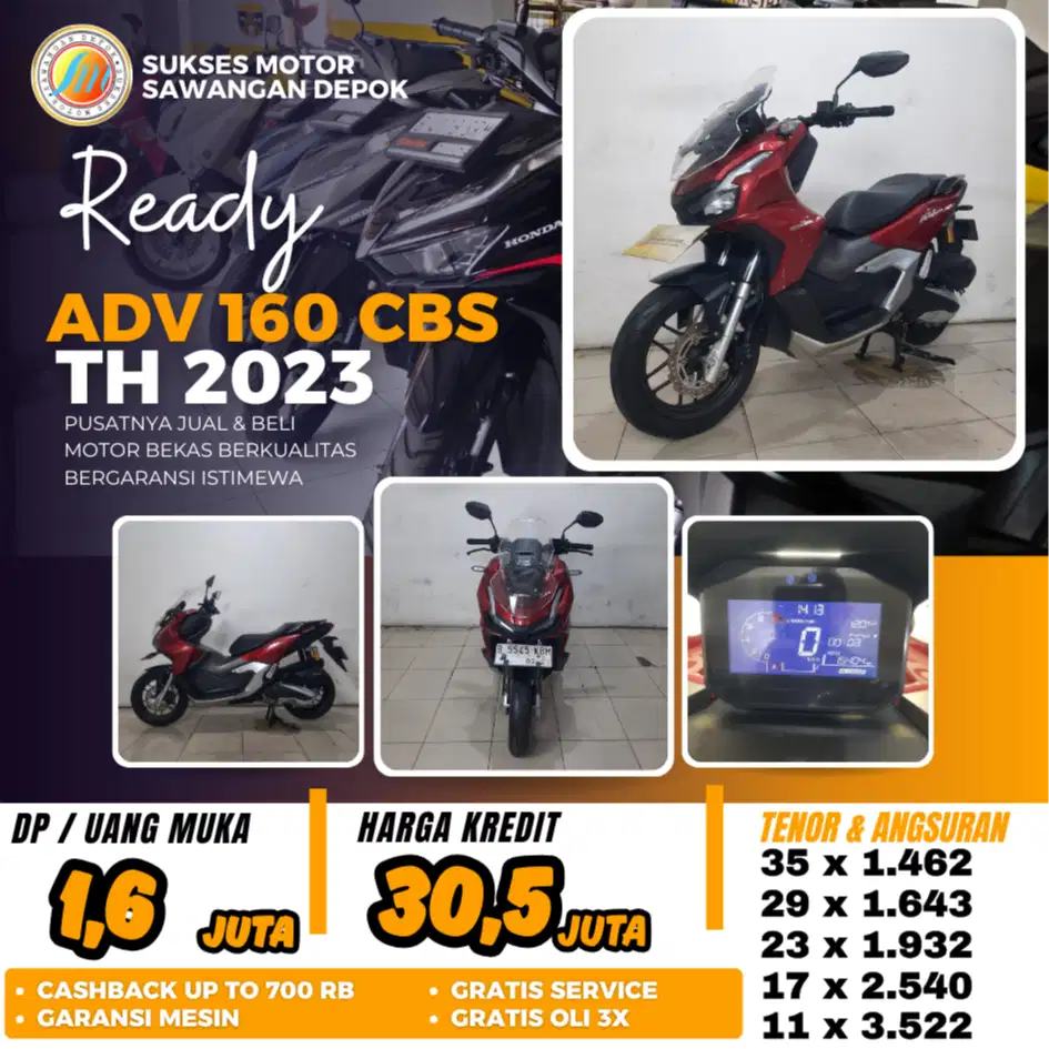 MULUS ADV 160 CBS 2023 MERAH BISA CASH KREDIT BERGARANSI SUKSES MOTOR