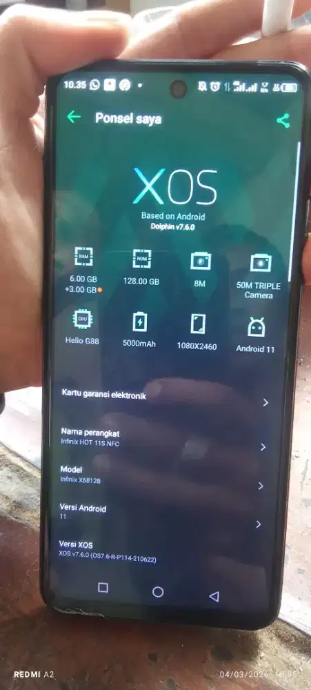 infinix hot 11S NFC 6/128GB fullset  bisa tt dibawah