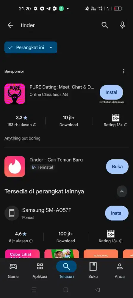 DICARI AKUN TINDER LAMA