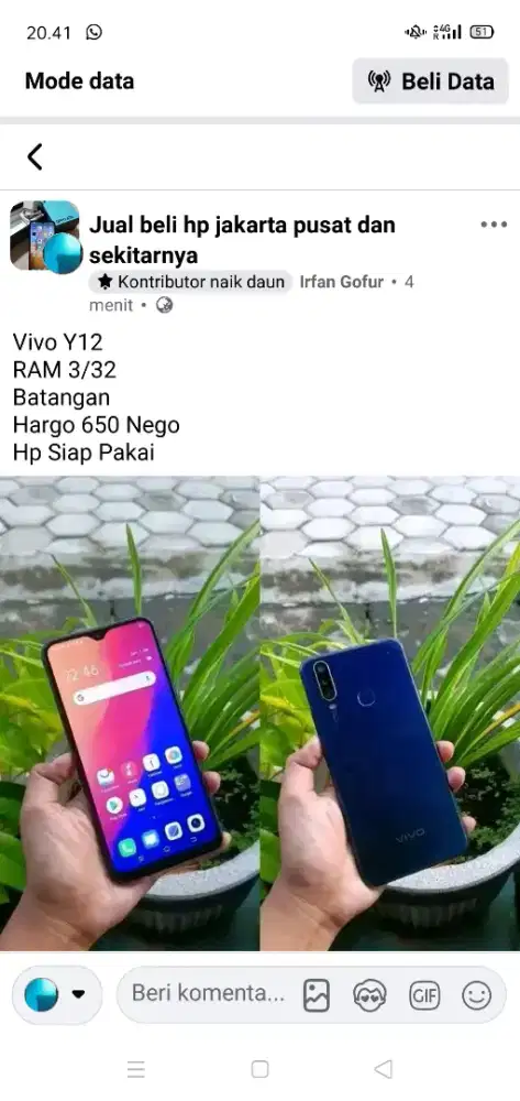 Vivo Y12 3/32 Sipa pakai